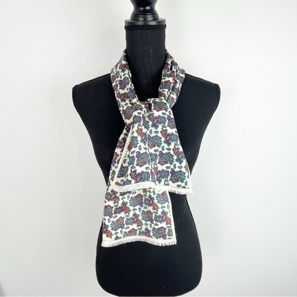 Weavers Workshop Paisley Scarf Silk Wool Vintage Neck Warmer Classic Chic